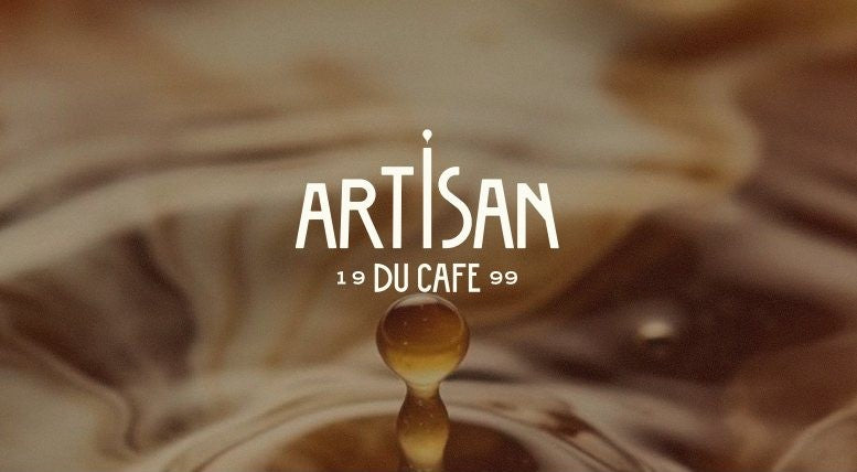 Une goutte de café et le logo de L’Artisan du Café